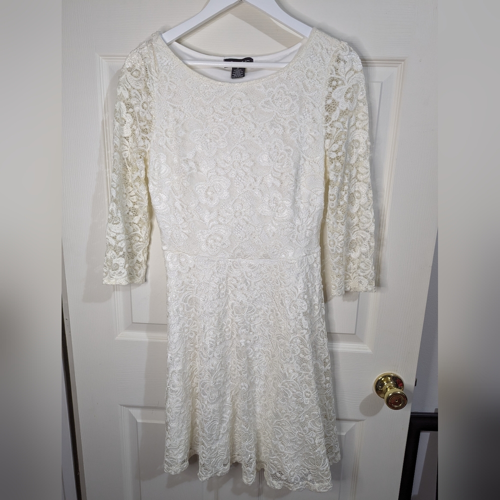 Candalite ivory lace with glitter dress size medium